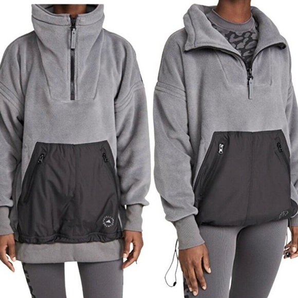 Stella McCartney Adidas FU0738 Longline Fleece Sweatshirt Gray size Small S - Picture 1 of 6